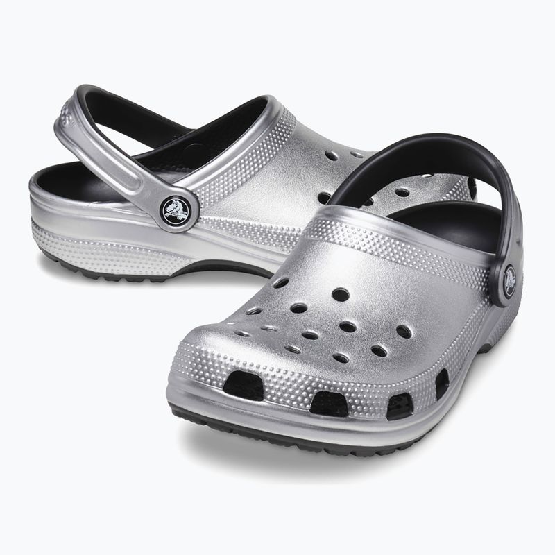 Crocs Classic silver/metallic slides 11
