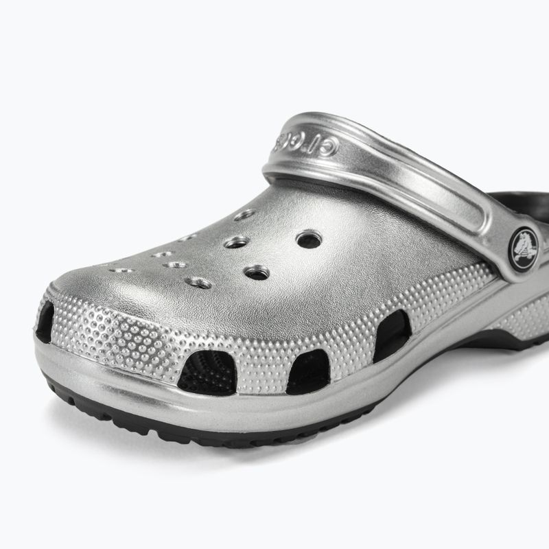 Crocs Classic silver/metallic slides 8