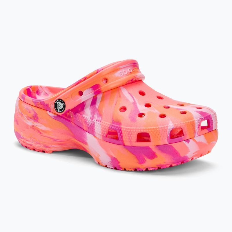 Women's Crocs Classic Platform Marbled guava/multi slides