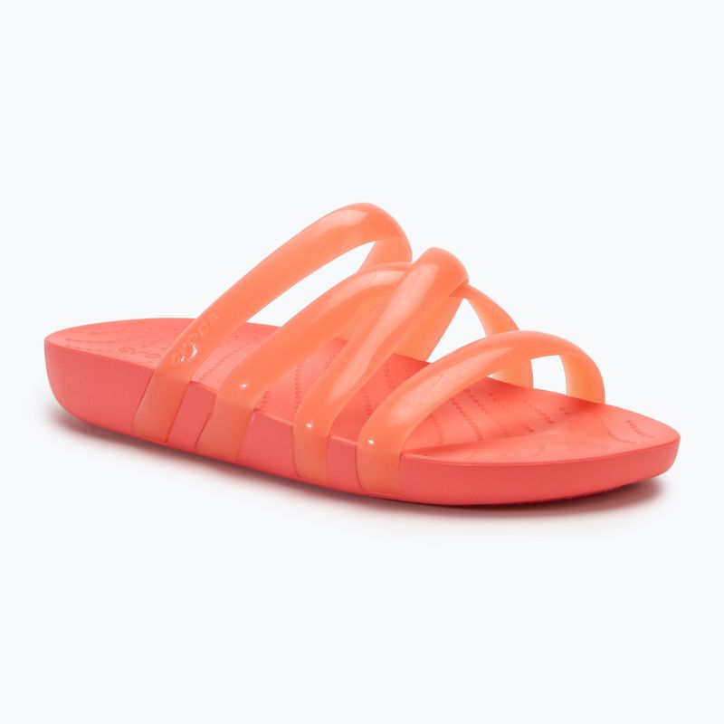 Women's Crocs Splash Glossy Strappy slides neon watermelon
