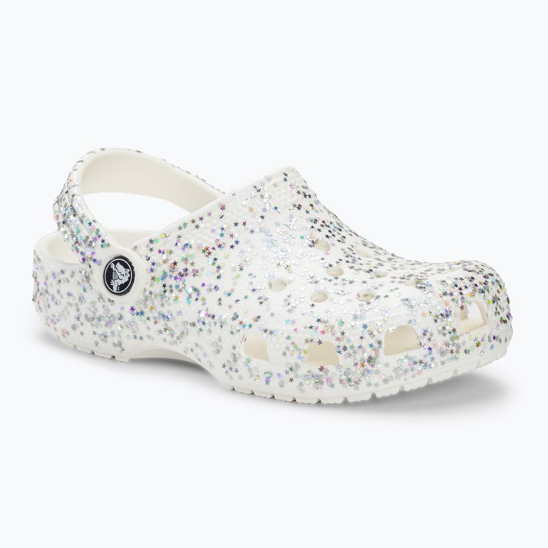 Crocs Classic Starry Glitter white children's slides 2