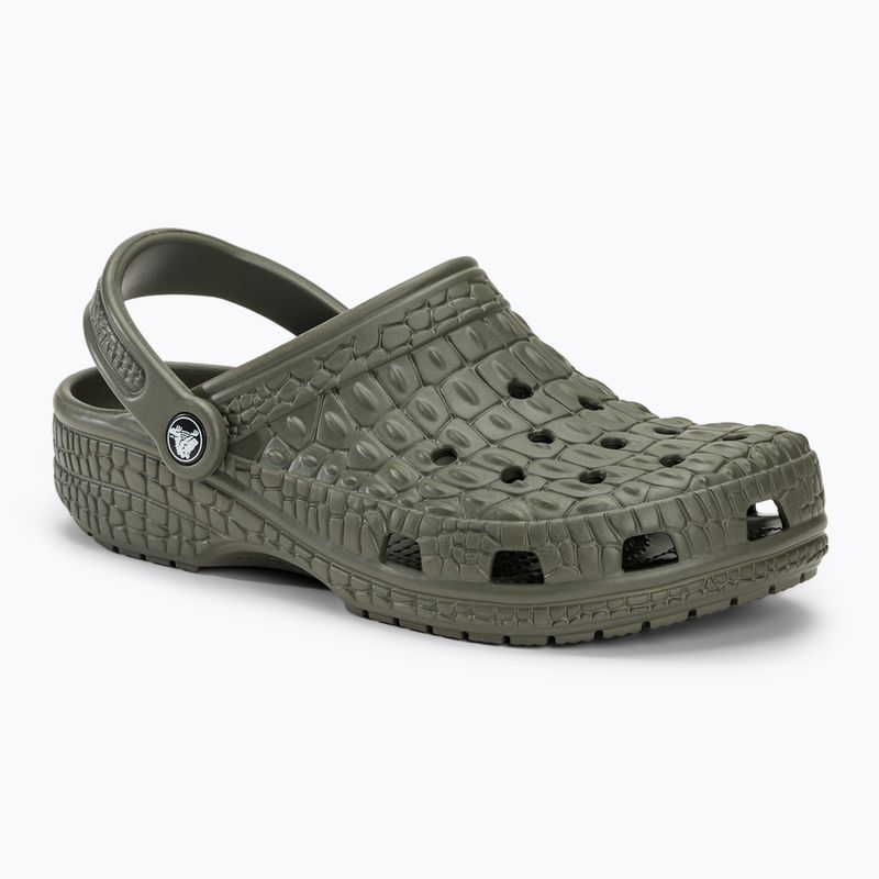 Crocs Classic Crocskin dusty olive slides 2