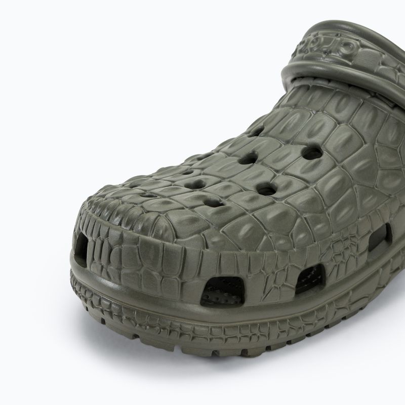Crocs Classic Crocskin dusty olive slides 8
