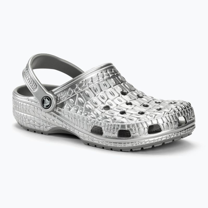 Crocs Classic Metallic Crocskin slides silver 2