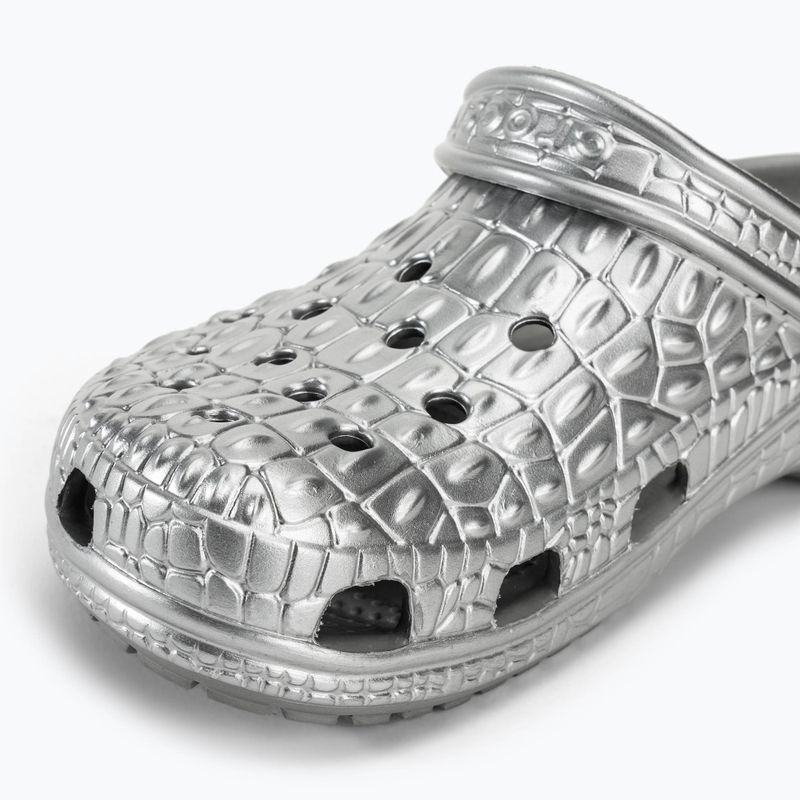 Crocs Classic Metallic Crocskin slides silver 8