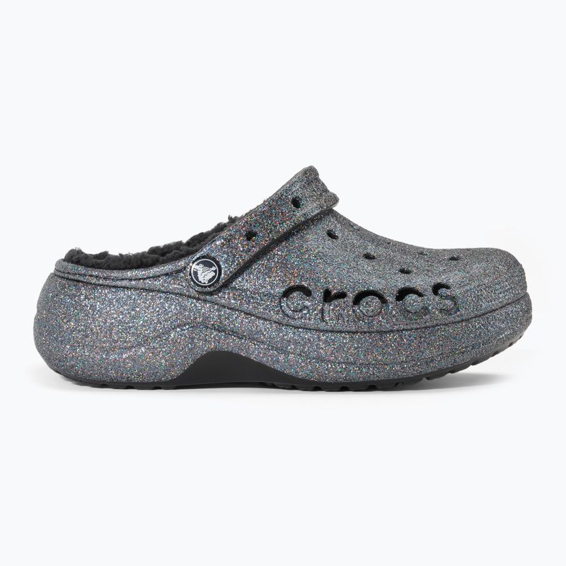 Women's Crocs Baya Platform Lined Glitter Clog black giltter slides 3