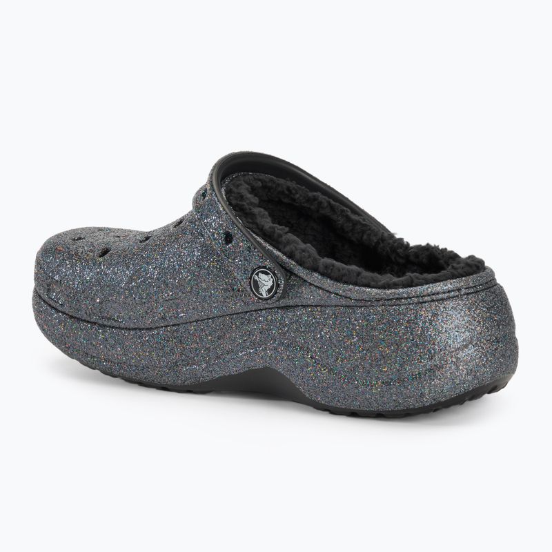 Women's Crocs Baya Platform Lined Glitter Clog black giltter slides 4