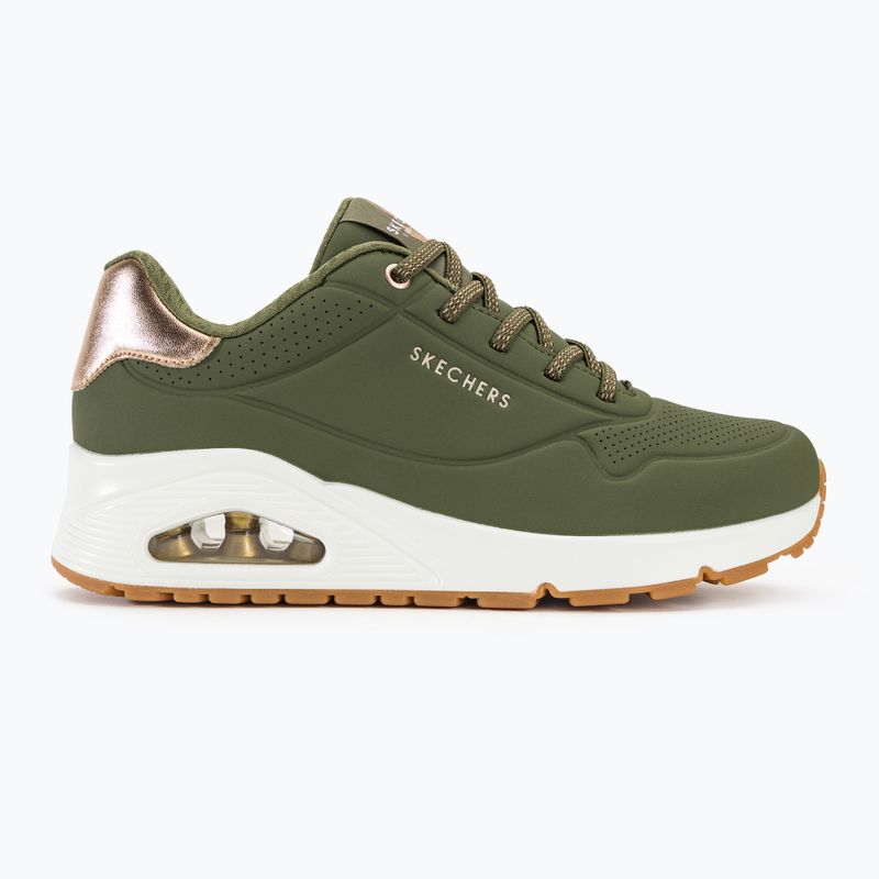 SKECHERS Uno Shimmer Away olive/rose gold/mesh women's shoes 3