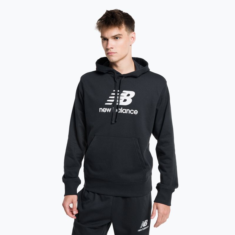 Men's training sweatshirt New Balance Essentials Stacked Logo French Terry Hoodie black MT31537BK 2