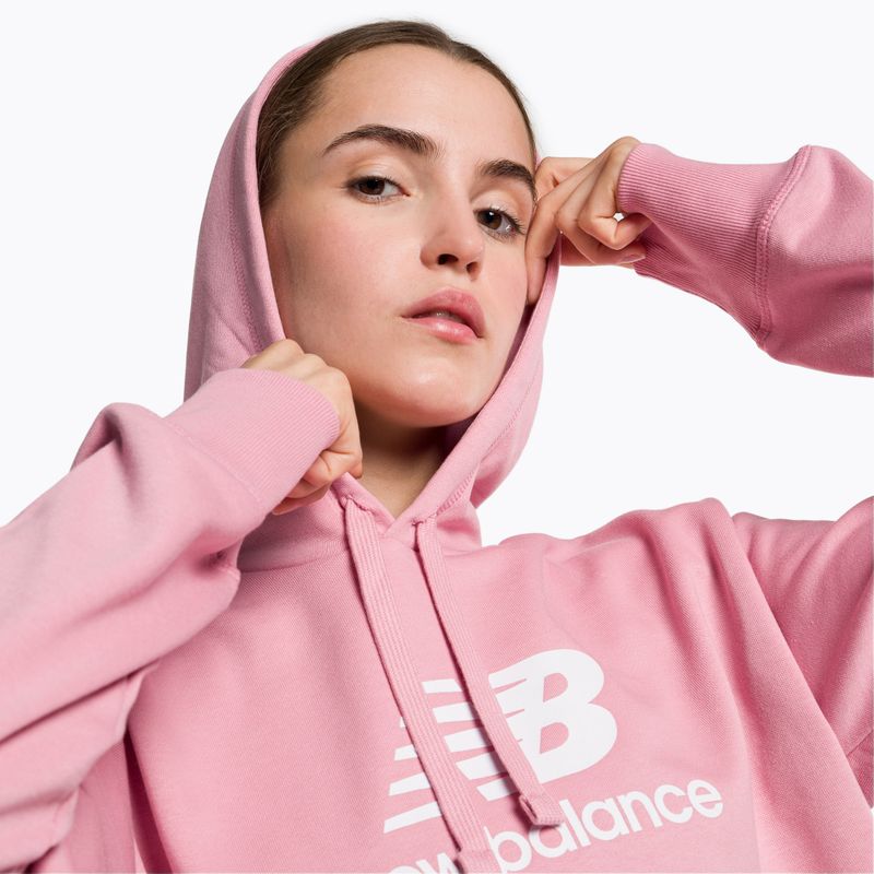 Women's training sweatshirt New Balance Essentials Stacked Logo French Terry Hoodie pink WT31533HAO 4