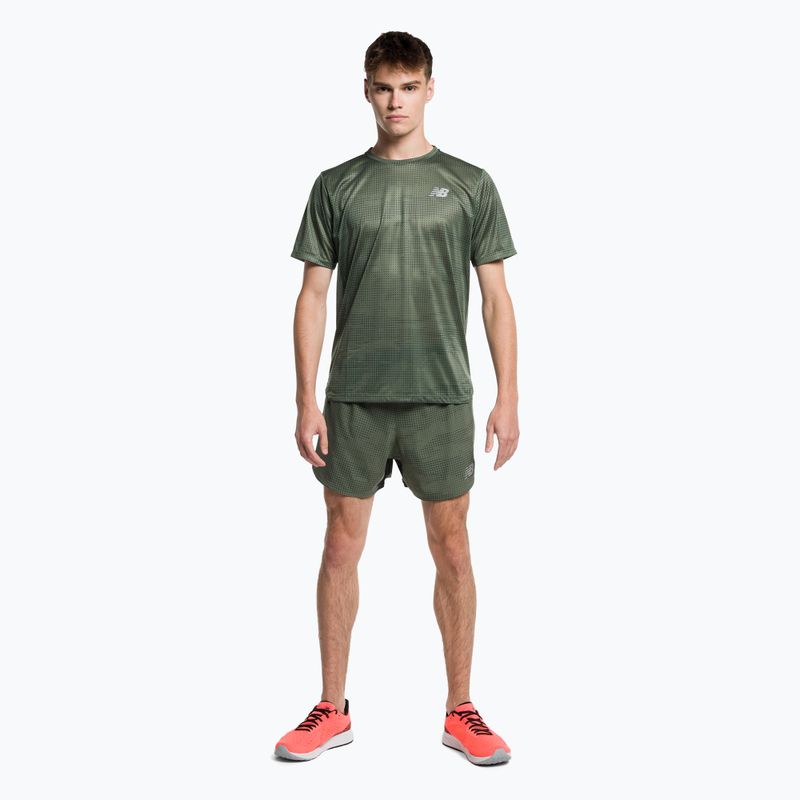 Men's New Balance Printed Impact Run 5" Green Running Shorts MS21269DON 2