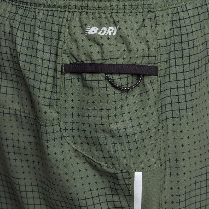 Men's New Balance Printed Impact Run 5" Green Running Shorts MS21269DON 5