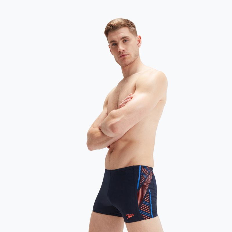 Men's Speedo Tech Panel navy/orange swim boxers 6