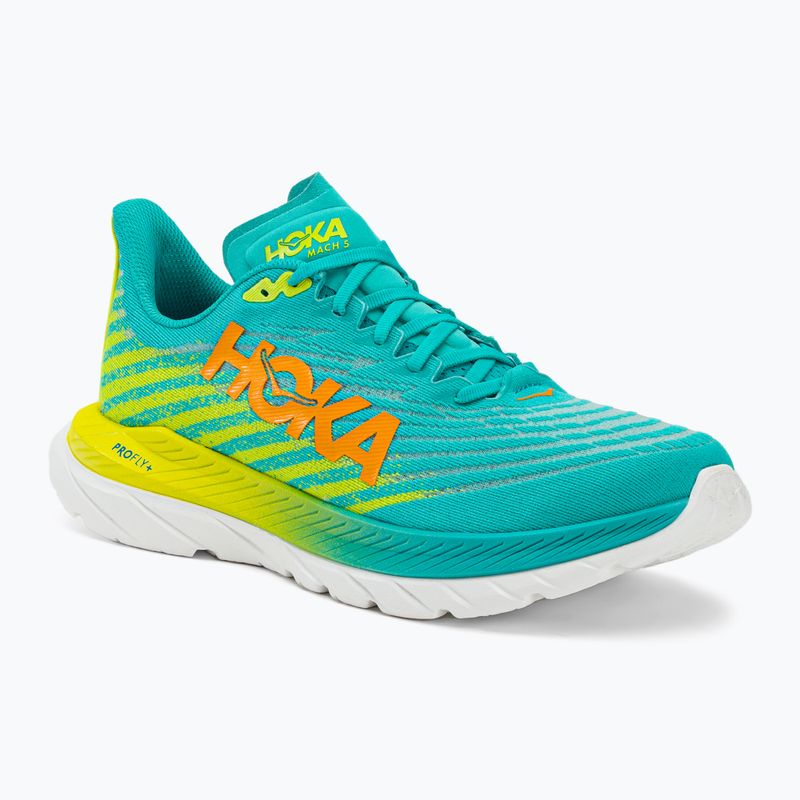 HOKA Mach 5 men's running shoes blue/yellow 1127893-CEPR