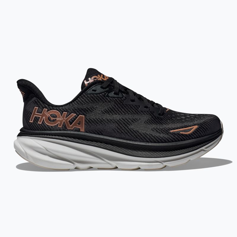 Women's running shoes HOKA Clifton 9 black/rose gold 9