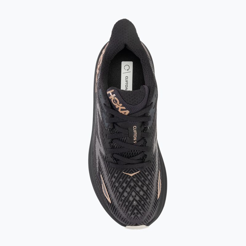 Women's running shoes HOKA Clifton 9 black/rose gold 5