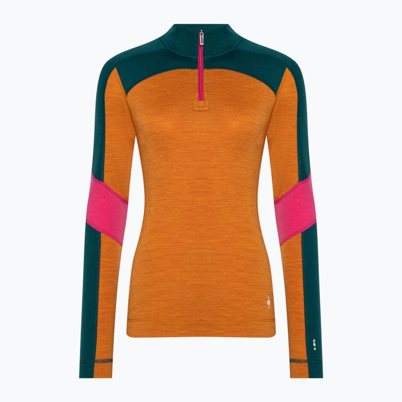 Women's thermal active sweatshirt Smartwool Merino Baselayer Colorblock 1/4 Zip Boxed marmalade heather 3