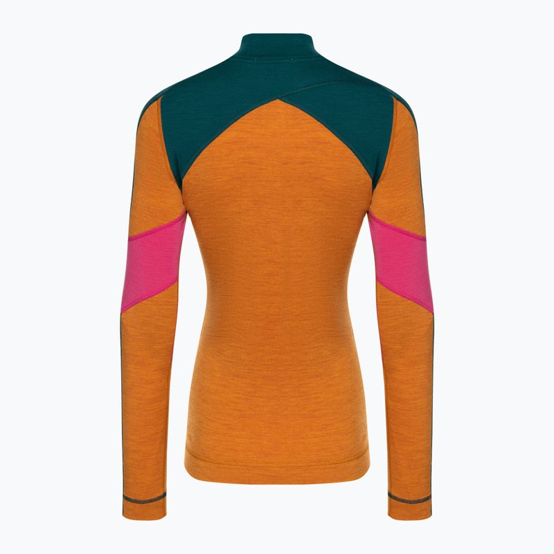 Women's Smartwool Merino Baselayer Colorblock 1/4 Zip Boxed marmalade thermal longsleeve 4