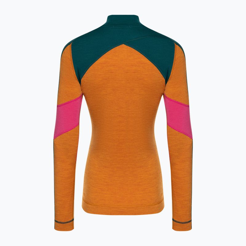 Women's thermal active sweatshirt Smartwool Merino Baselayer Colorblock 1/4 Zip Boxed marmalade heather 4