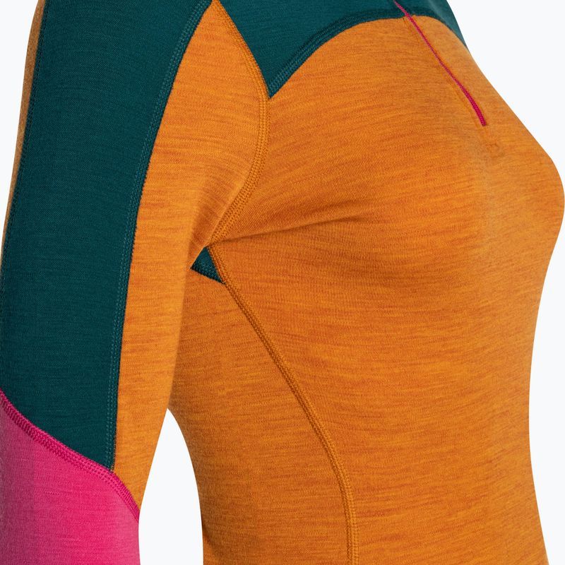 Women's thermal active sweatshirt Smartwool Merino Baselayer Colorblock 1/4 Zip Boxed marmalade heather 7