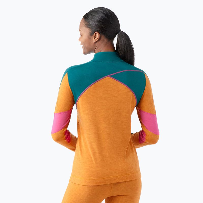 Women's Smartwool Merino Baselayer Colorblock 1/4 Zip Boxed marmalade thermal longsleeve 2