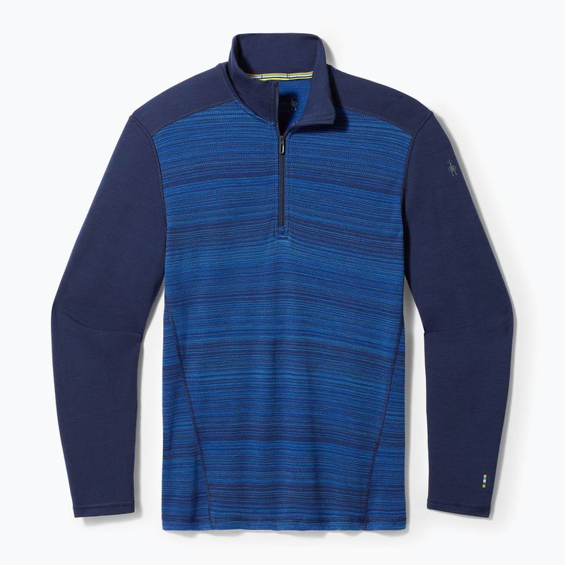 Men's thermal base layer sweatshirt Smartwool Merino 250 Baselayer 1/4 Zip Boxed deep navy color shift 3
