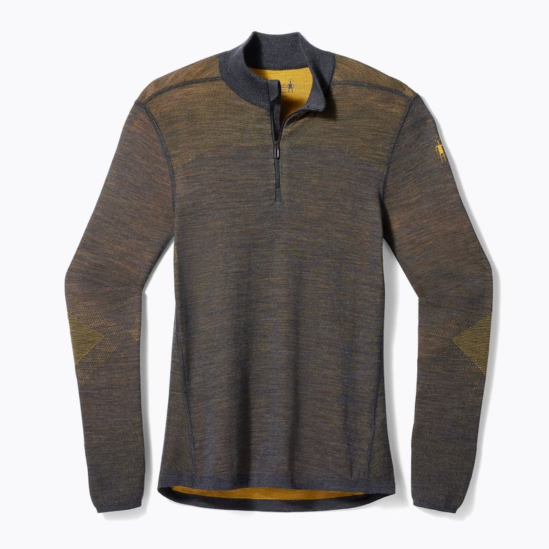 Men's Smartwool Intraknit Thermal Merino Baselayer 1/4 charcoal/honey gold thermal longsleeve 3