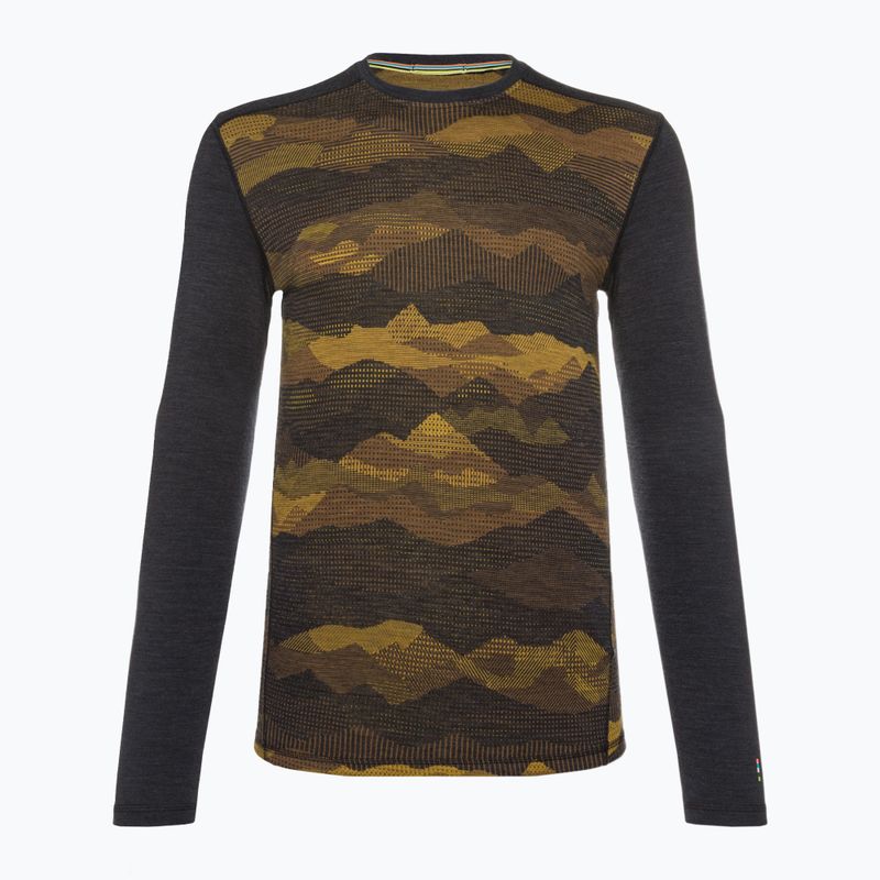 Men's thermal base layer sweatshirt Smartwool Merino 250 Baselayer Crew Boxed charcoal mtn scape 3