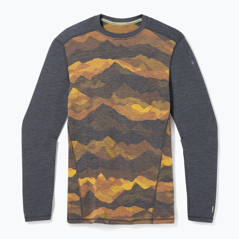 Men's thermal base layer sweatshirt Smartwool Merino 250 Baselayer Crew Boxed charcoal mtn scape 6