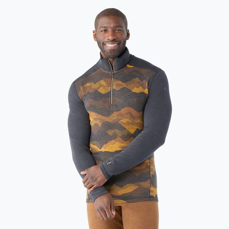 Men's Smartwool Merino 250 Baselayer 1/4 Zip boxed thermal longsleeve charcoal mtn scape