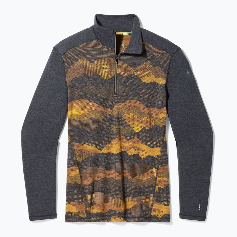 Men's thermal base layer sweatshirt Smartwool Merino 250 Baselayer 1/4 Zip Boxed charcoal mtn scape 3