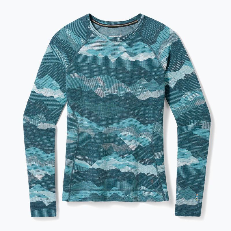 Women's thermal base layer sweatshirt Smartwool Merino 250 Baselayer Crew Boxed twilight blue mtn scape 6