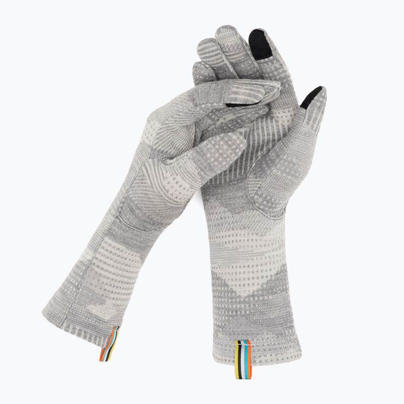 Smartwool Thermal Merino light gray mountain scape trekking gloves