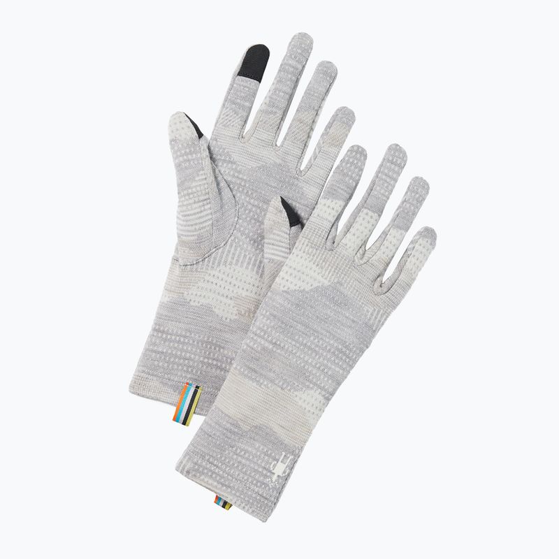 Smartwool Thermal Merino light gray mountain scape trekking gloves 6