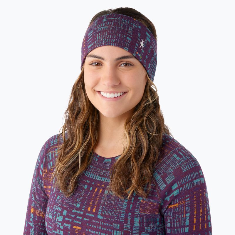 Smartwool Thermal Merino Reversible headband purple iris digi plaid 2