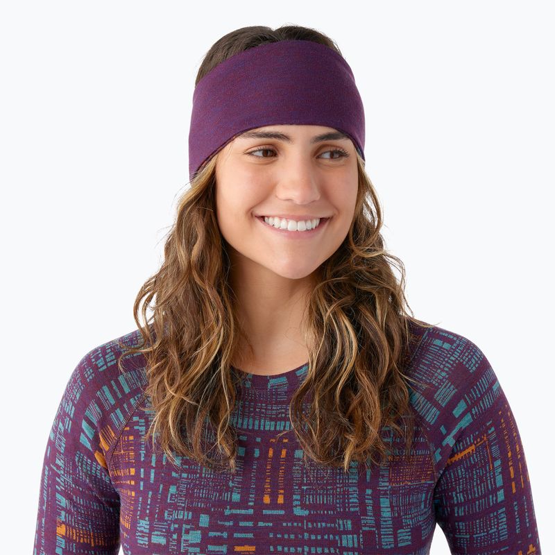 Smartwool Thermal Merino Reversible headband purple iris digi plaid 3