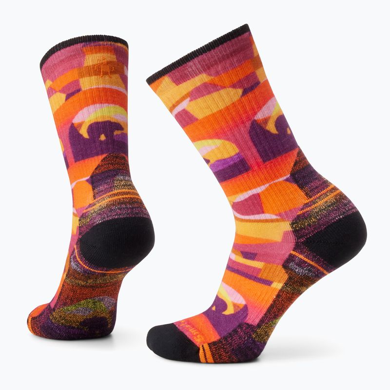 Smartwool women's trekking socks Hike Light Cushion Bear Country Print Crew orange rust 6