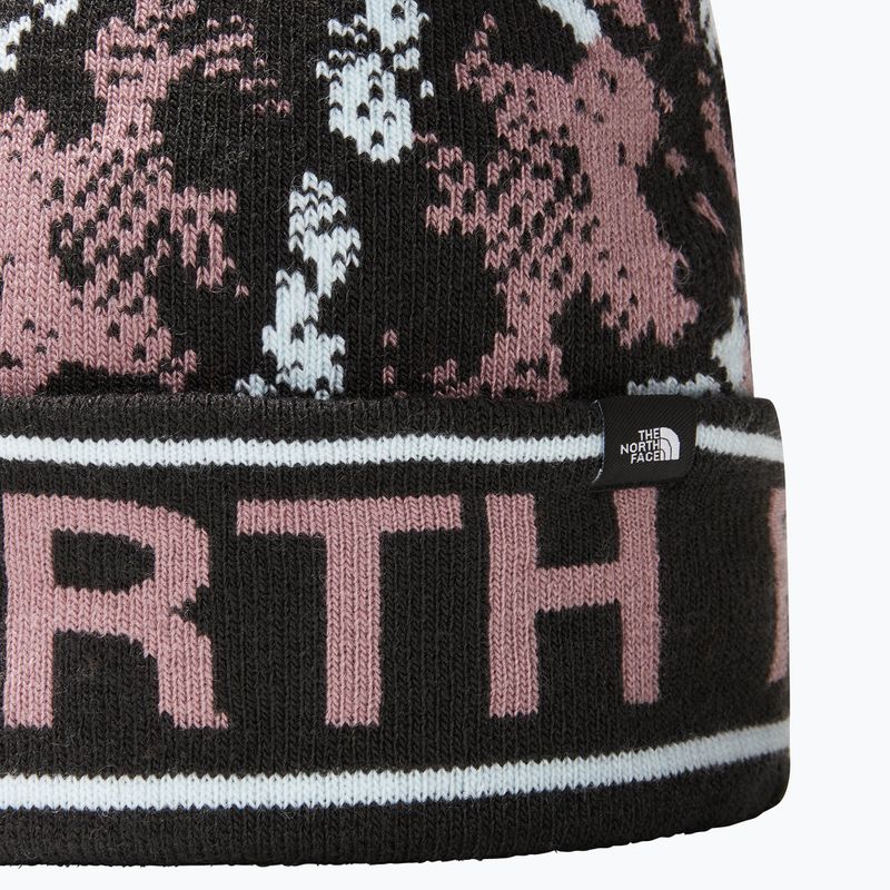 The North Face Ski Tuke winter cap fawn grey snake charmer print 2