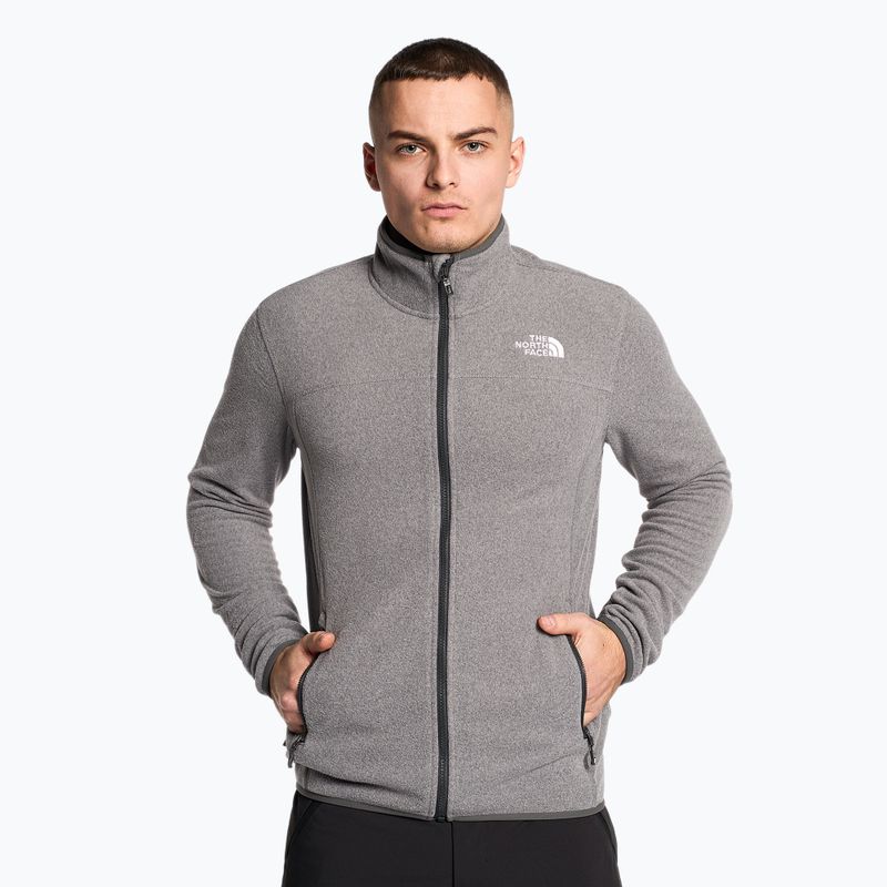 Men's The North Face 100 Glacier Full Zip fleece sweatshirt medium grey heather