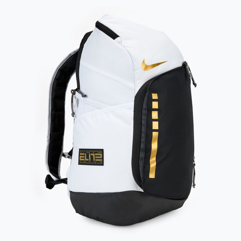 Nike Hoops Elite 32 l training backpack white/black/metallic gold 2