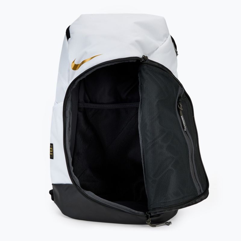 Nike Hoops Elite 32 l training backpack white/black/metallic gold 8