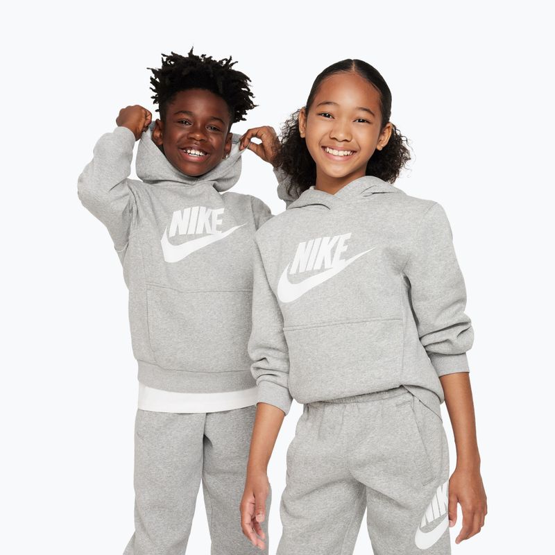 Children's sweatshirt Nike Club Fleece Hoodie dark grey heather/white 4