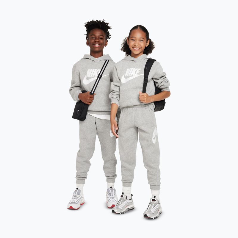 Children's sweatshirt Nike Club Fleece Hoodie dark grey heather/white 5