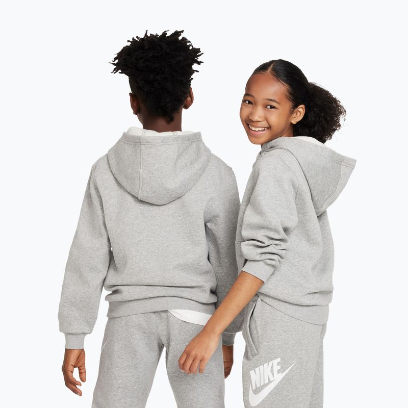Children's sweatshirt Nike Club Fleece Hoodie dark grey heather/white 6