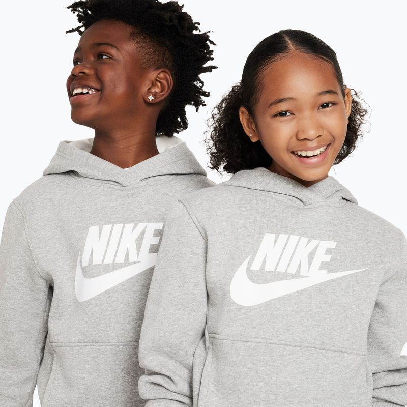 Children's sweatshirt Nike Club Fleece Hoodie dark grey heather/white 7