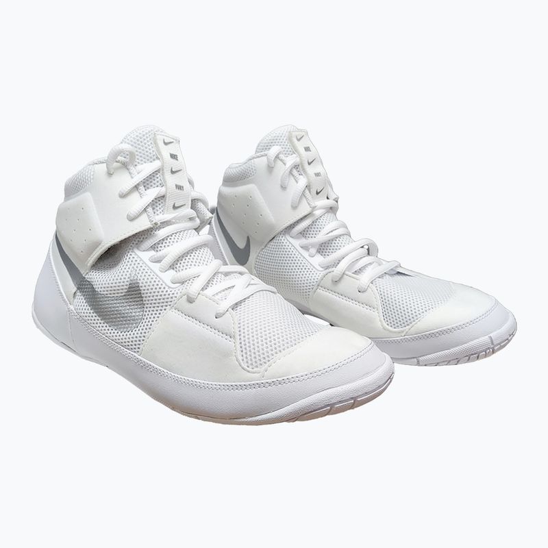 Nike Fury white/metallic silver wrestling shoes 5