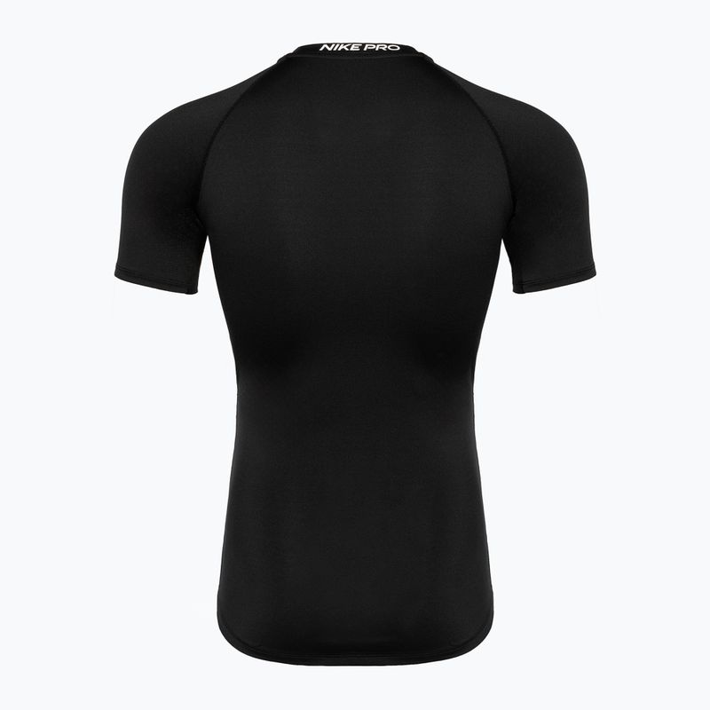 Men's training t-shirt Nike Pro Dri-Fit Tight SS Fitness black/white 2