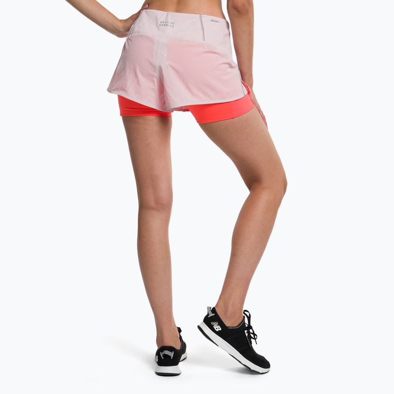 Women's New Balance Printed Impact Run 2In1 Pink Running Shorts WS21271SOI 3