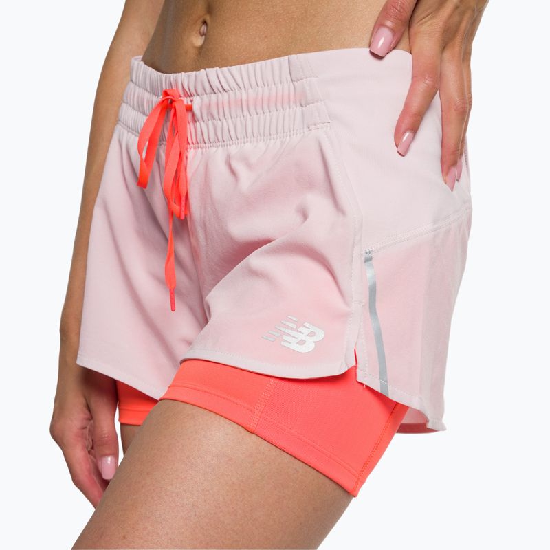 Women's New Balance Printed Impact Run 2In1 Pink Running Shorts WS21271SOI 4