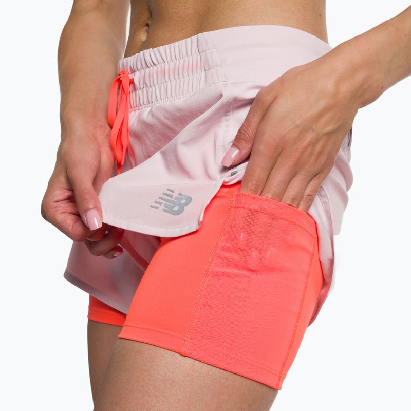 Women's New Balance Printed Impact Run 2In1 Pink Running Shorts WS21271SOI 5